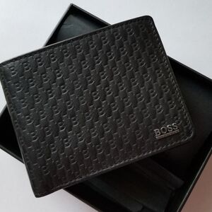 ❗HUGO BOSS Black Leather "HB" Initials Wallet Rare Design❗